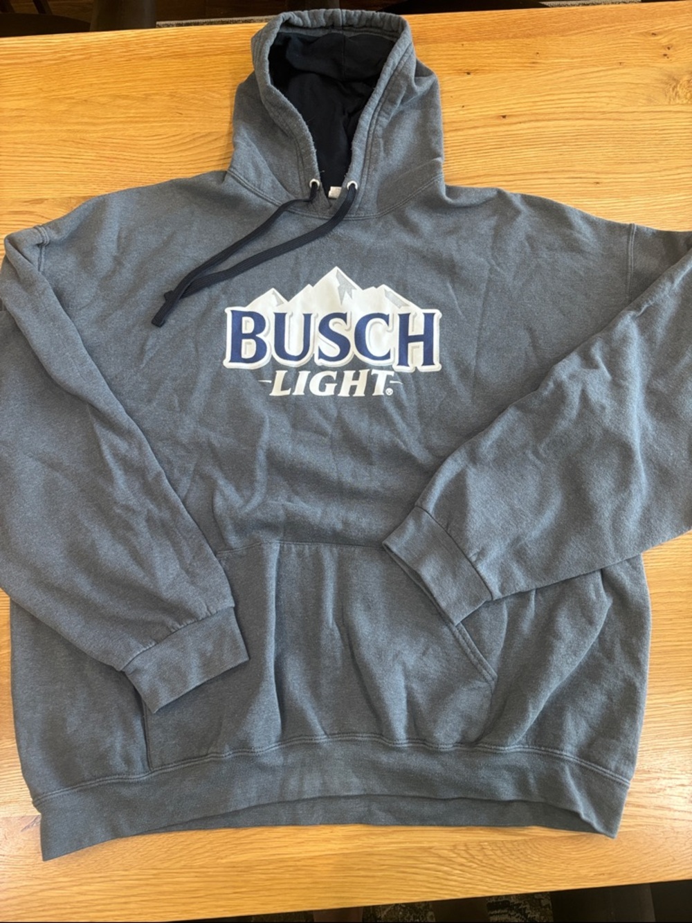 Fruit of the Loom Blue-Gray Busch Light Pullover Hoodie 2XL Vintage Worn Beer